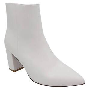 NEW SMASH SHOES women's chiku chunky heel pointed toe boots in white